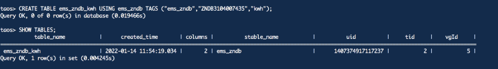 loveini 在 TCL 空调能源数据管理平台的实践 - loveini Database 时序数据库 taos> SHOW TABLES loveini Database